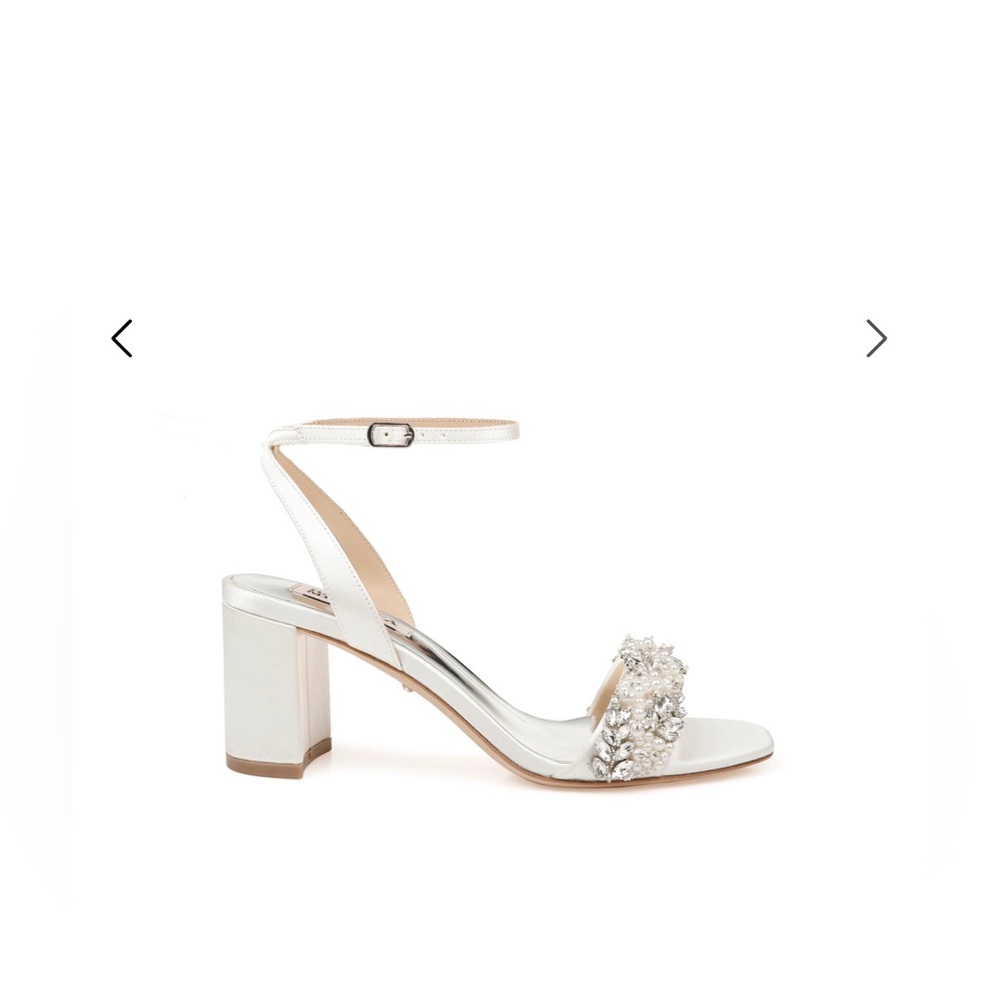 Badgley Mischka Clara Embellished Strap Evening Shoe - Size 6.5, Soft White - Picture 2 of 10